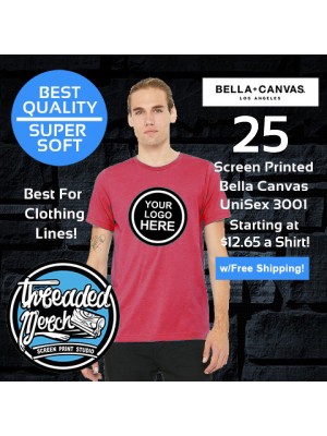 25 Custom Screen Printed Bella+Canvas T Shirt Special 